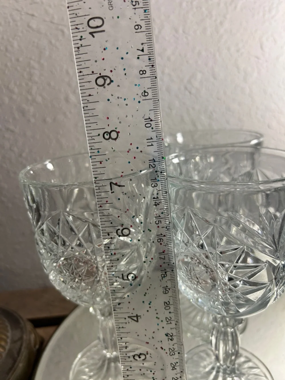 Crystal Cut Wine Goblet - Clear Glass (Set of 3)